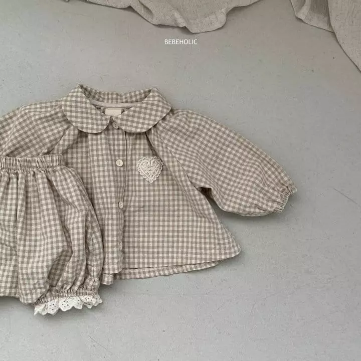 Bebe Holic - Korean Baby Fashion - #onlinebabyboutique - Heart Check Top Bottom Set - 12