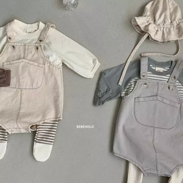 Bebe Holic - Korean Baby Fashion - #onlinebabyshop - Chino Dungarees Bodysuit