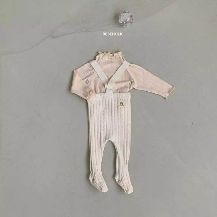 Bebe Holic - Korean Baby Fashion - #smilingbaby - Jacquard Dungarees Leggings - 2