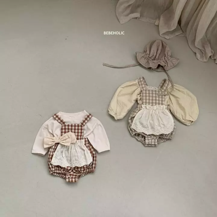 Bebe Holic - Korean Baby Fashion - #onlinebabyshop - Nori Dungarees Bodysuit - 4