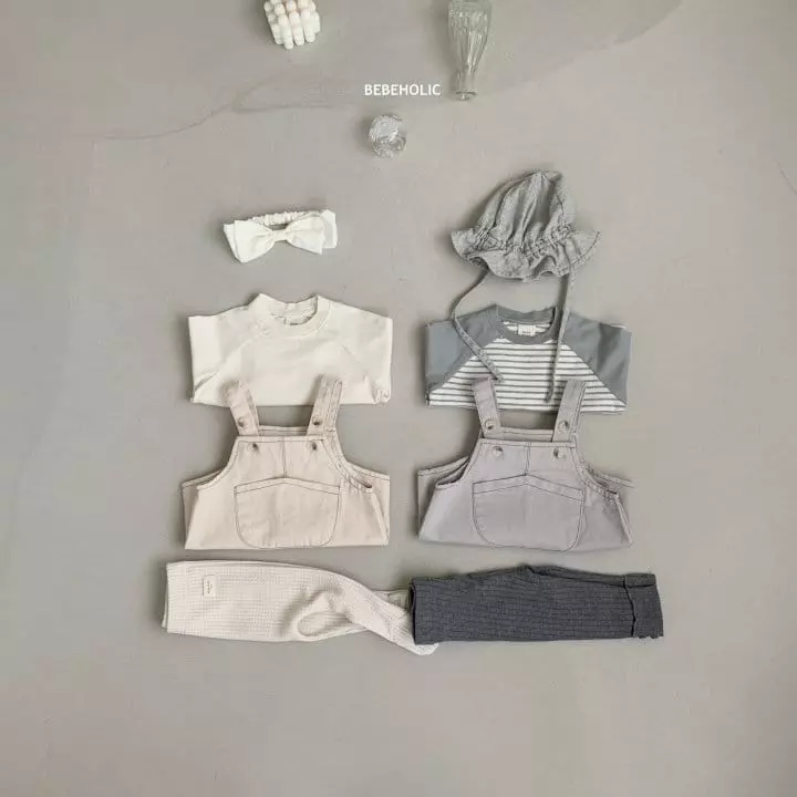 Bebe Holic - Korean Baby Fashion - #smilingbaby - Chino Dungarees Bodysuit - 2