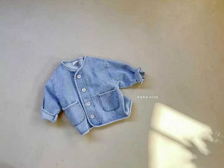 Bebe Nine - Korean Children Fashion - #kidsshorts - Circle Denim Jacket - 5