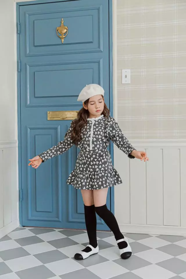 Berry Berry - Korean Children Fashion - #designkidswear - Heart Cardigan Skirt Set - 12