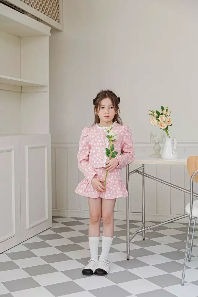 Berry Berry - Korean Children Fashion - #minifashionista - Heart Cardigan Skirt Set - 7
