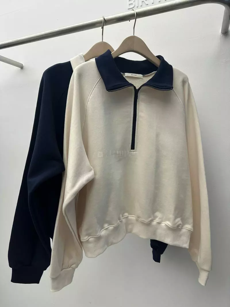 Birthday - Korean Women Fashion - #womensfashion - Color Half Zip-up Sweatshirt