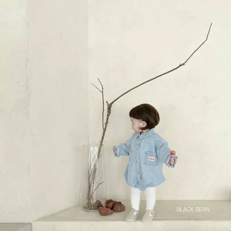 Black Bean - Korean Baby Fashion - #babyboutique - Collar Denim Bodysuit
