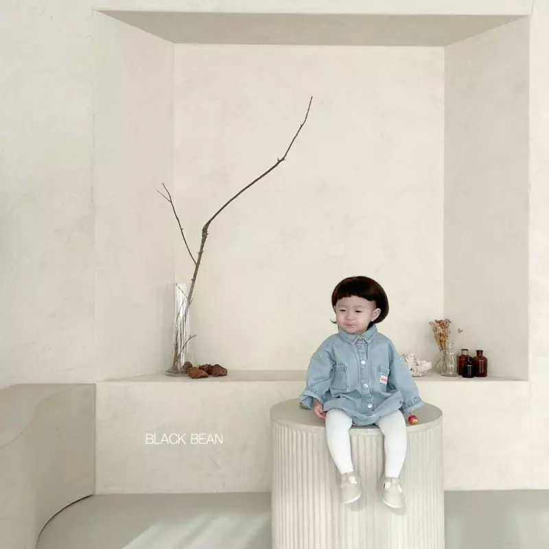 Black Bean - Korean Baby Fashion - #babyboutiqueclothing - Collar Denim Bodysuit - 2