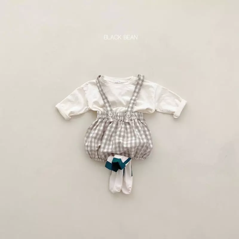 Black Bean - Korean Baby Fashion - #babyfever - Bebe Anddu Dungarees Tee Set - 6