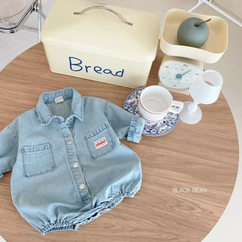 Black Bean - Korean Baby Fashion - #babylifestyle - Collar Denim Bodysuit - 7