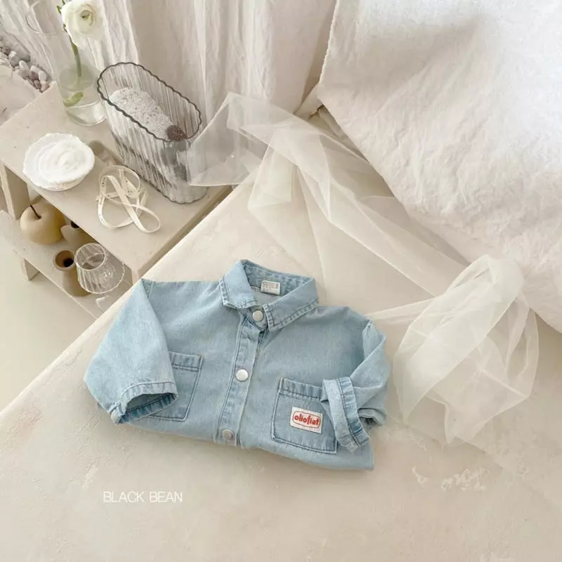 Black Bean - Korean Baby Fashion - #babyoninstagram - Collar Denim Bodysuit - 8