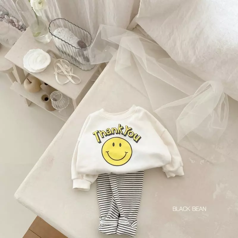 Black Bean - Korean Baby Fashion - #babyootd - Bebe Thanks Bebe Top Bottom Set - 2