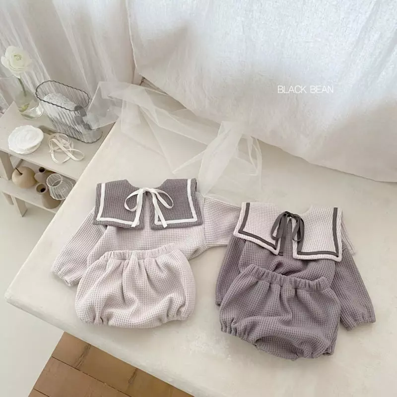 Black Bean - Korean Baby Fashion - #babyoutfit - Bebe Croiffle Bebe Top Bottom Set - 10