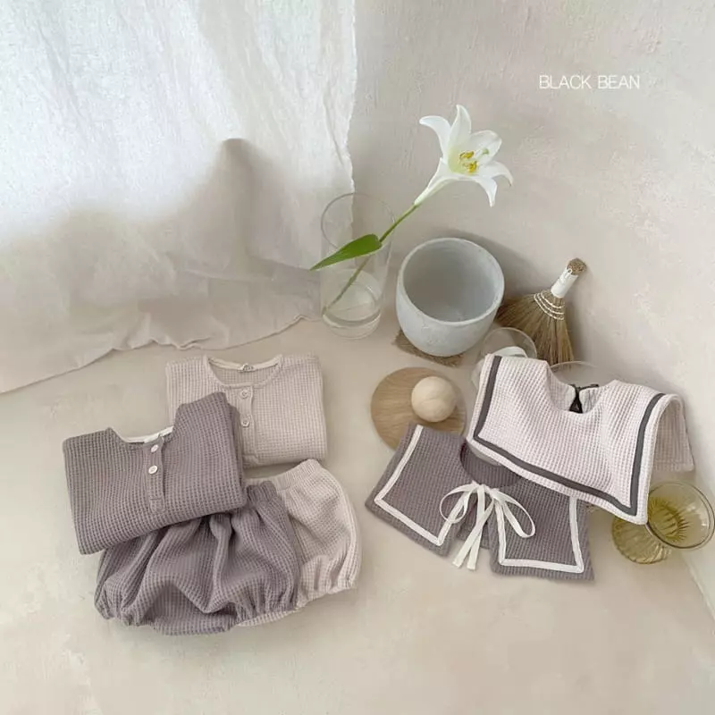 Black Bean - Korean Baby Fashion - #babyoutfit - Bebe Croiffle Bebe Top Bottom Set - 9