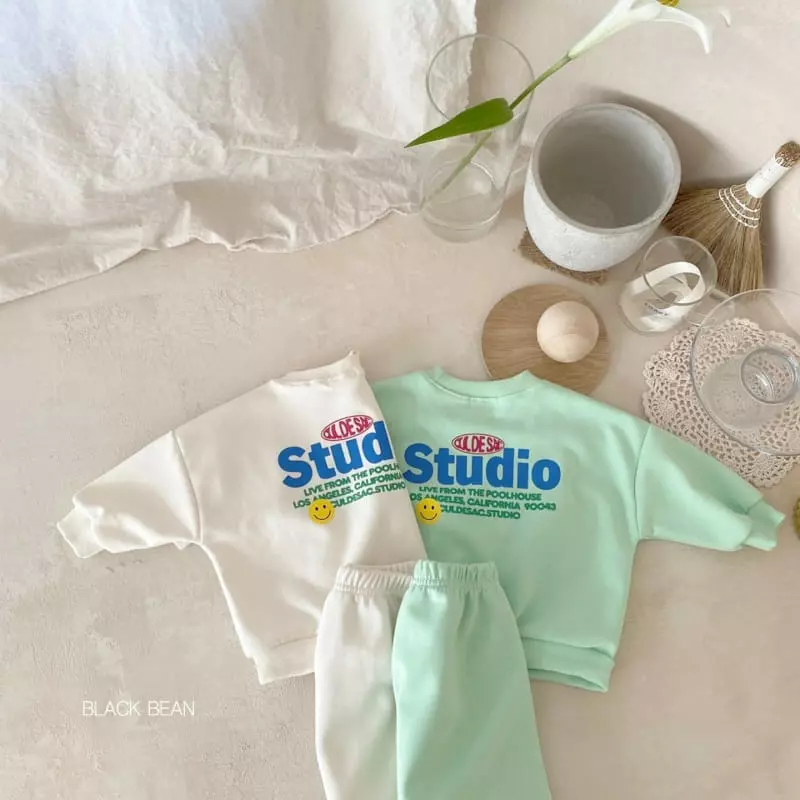 Black Bean - Korean Baby Fashion - #babyoutfit - Bebe Studio Top Bottom Set - 2