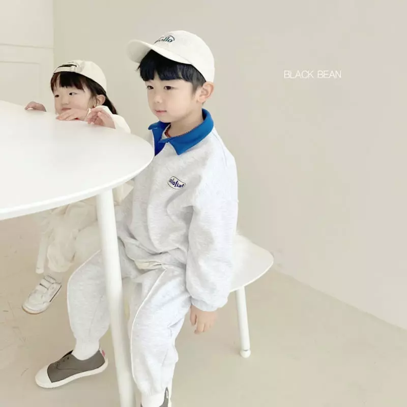Black Bean - Korean Children Fashion - #discoveringself - Collar Color Top Bottom Set - 8