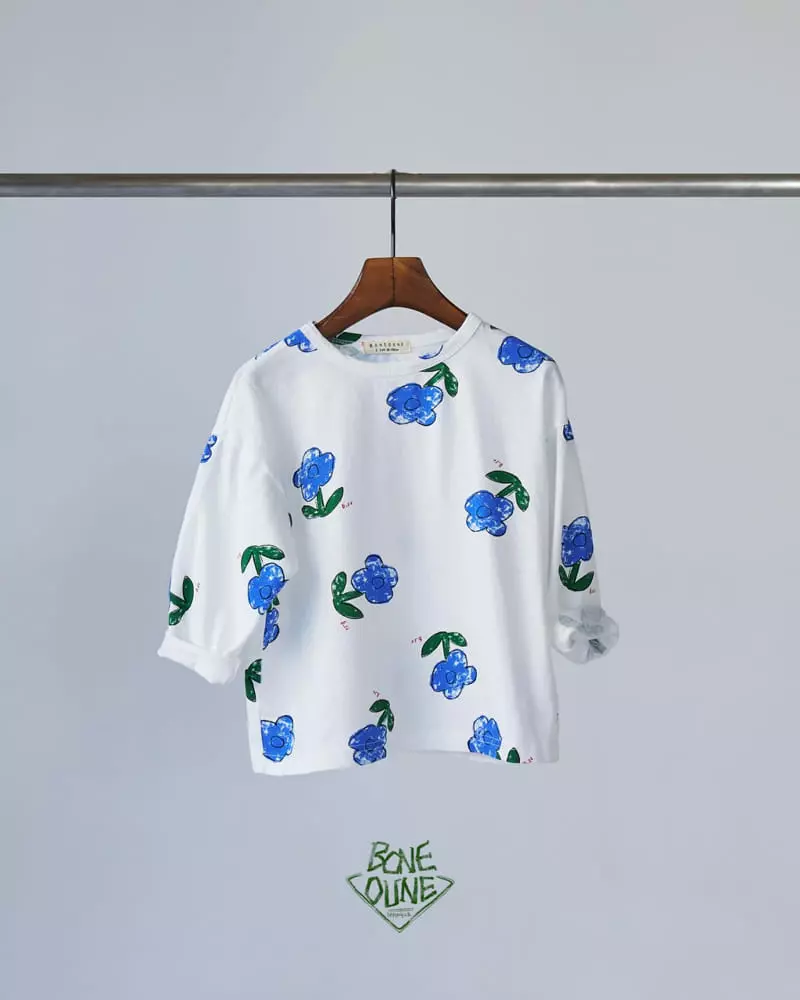 Boneoune - Korean Children Fashion - #childrensboutique - Blue Flower Tee - 3