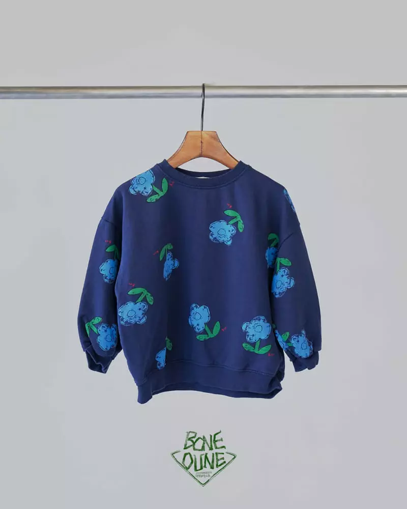 Boneoune - Korean Children Fashion - #littlefashionista - Blue Flower Top Bottom Set - 2