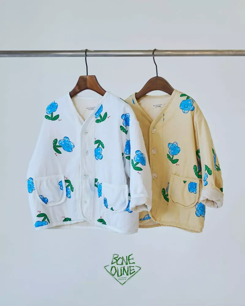 Boneoune - Korean Children Fashion - #magicofchildhood - Blue Flower Over Wrap Jacket