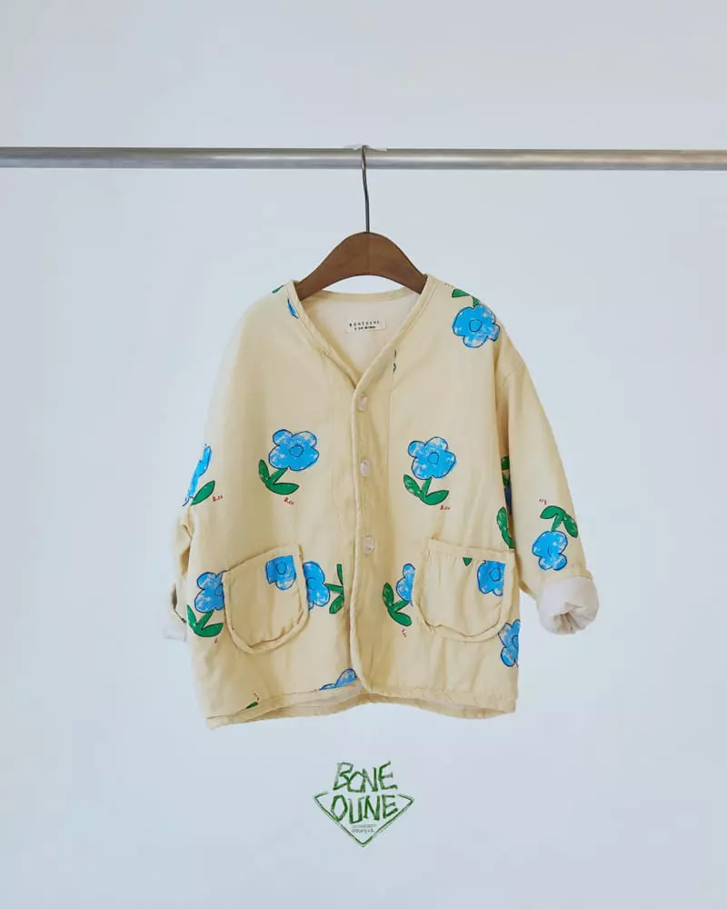 Boneoune - Korean Children Fashion - #minifashionista - Blue Flower Over Wrap Jacket - 2