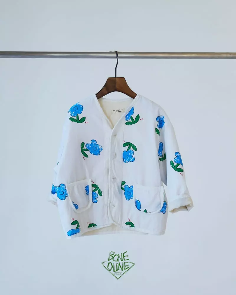 Boneoune - Korean Children Fashion - #prettylittlegirls - Blue Flower Over Wrap Jacket - 3