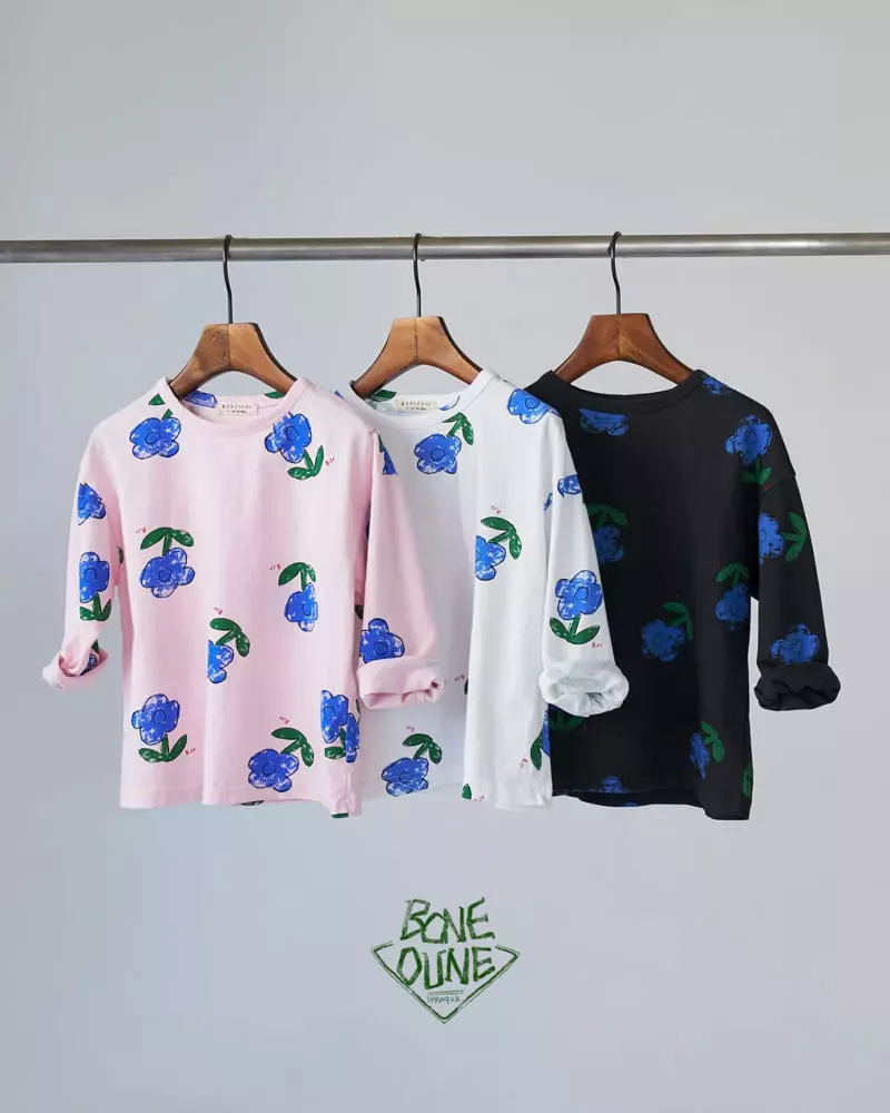 Boneoune - Korean Children Fashion - #stylishchildhood - Blue Flower Tee