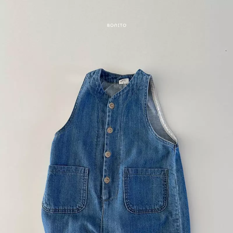 Bonito - Korean Baby Fashion - #babyboutique - Denim Sleeveless Overalls - 2