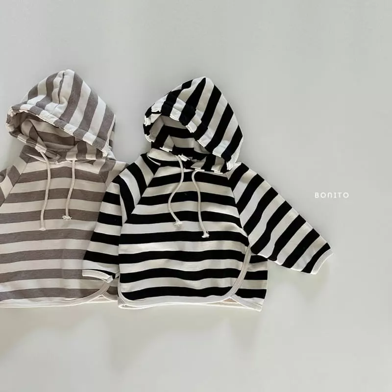 Bonito - Korean Baby Fashion - #babyclothing - Stripes Piping Hoody Tee