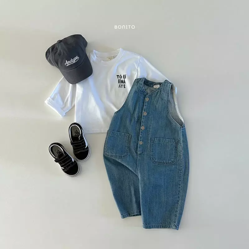Bonito - Korean Baby Fashion - #babyboutiqueclothing - Denim Sleeveless Overalls - 4