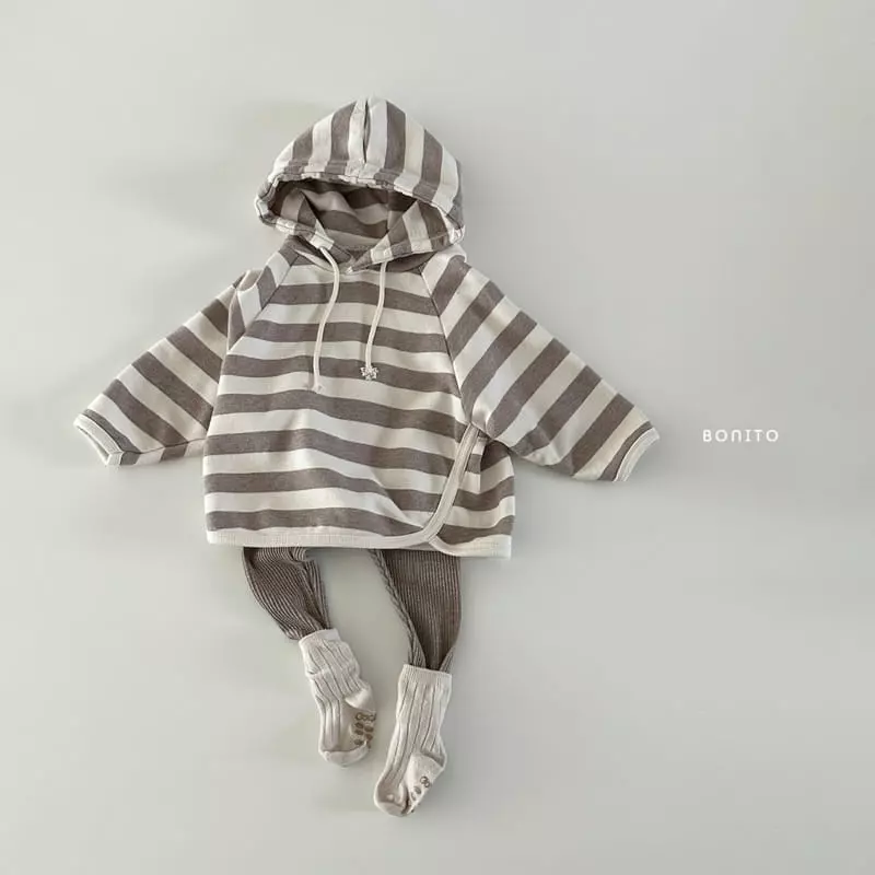 Bonito - Korean Baby Fashion - #babyfashion - Stripes Piping Hoody Tee - 2