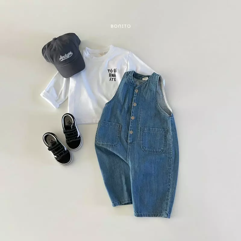 Bonito - Korean Baby Fashion - #babyfashion - Denim Sleeveless Overalls - 5
