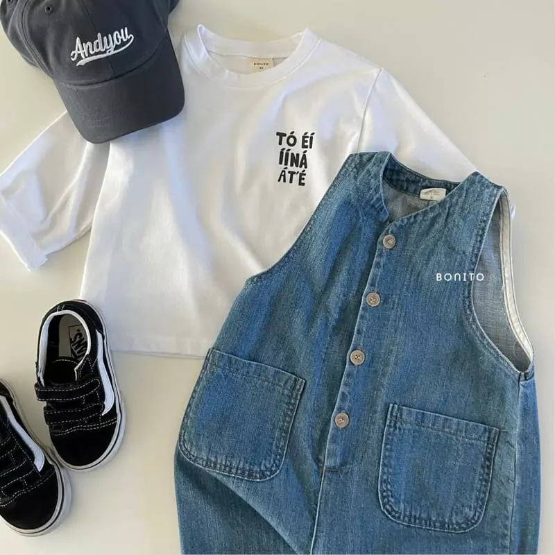 Bonito - Korean Baby Fashion - #babyfever - Denim Sleeveless Overalls - 6