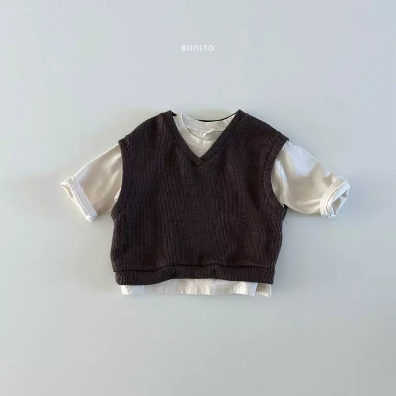 Bonito - Korean Baby Fashion - #babyfever - V Neck Knit Vest - 4