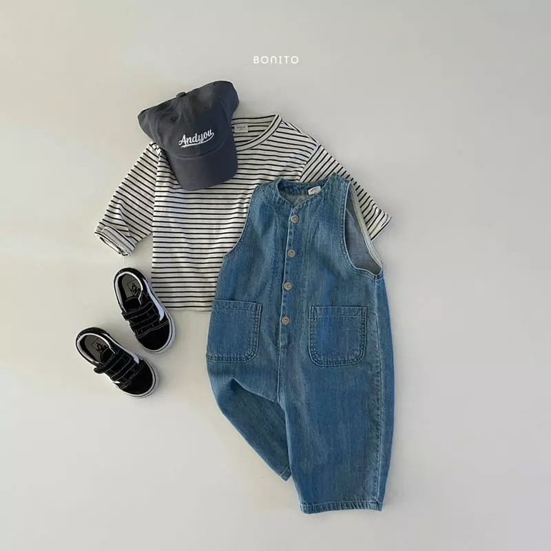 Bonito - Korean Baby Fashion - #babygirlfashion - Denim Sleeveless Overalls - 7