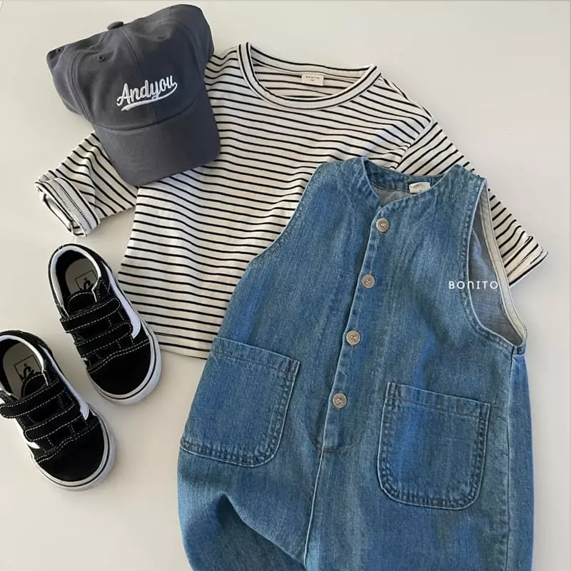 Bonito - Korean Baby Fashion - #babylifestyle - Denim Sleeveless Overalls - 8