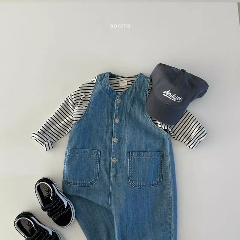 Bonito - Korean Baby Fashion - #babyoninstagram - Denim Sleeveless Overalls - 9
