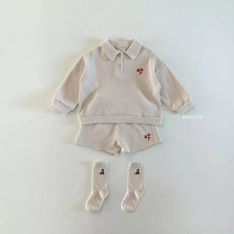 Bonito - Korean Baby Fashion - #babyoutfit - BNT Waffle Top Bottom Set - 6