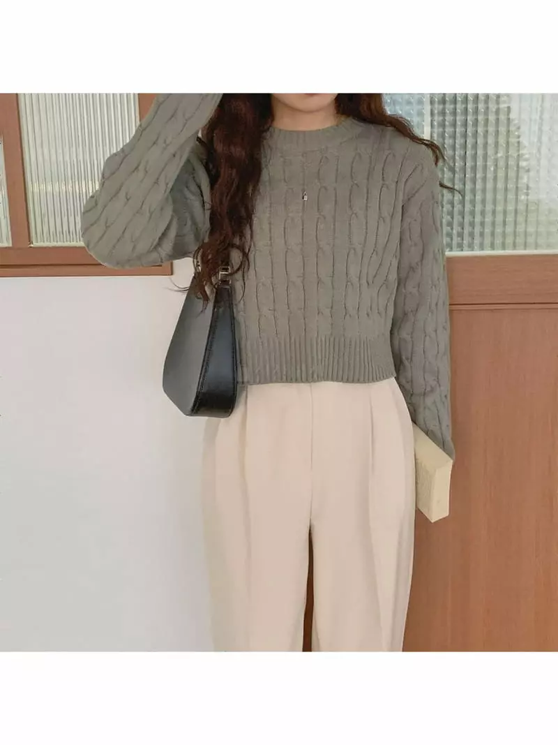 Chemi - Korean Women Fashion - #romanticstyle - Cherry Twist Knit Tee - 5