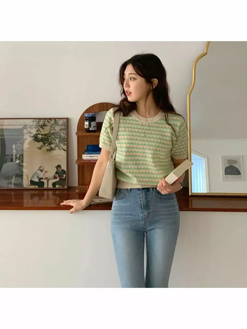 Chemi - Korean Women Fashion - #restrostyle - Jenny Knit Tee - 4