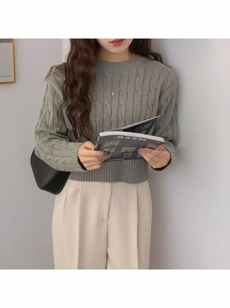Chemi - Korean Women Fashion - #vintagekidsstyle - Cherry Twist Knit Tee - 2