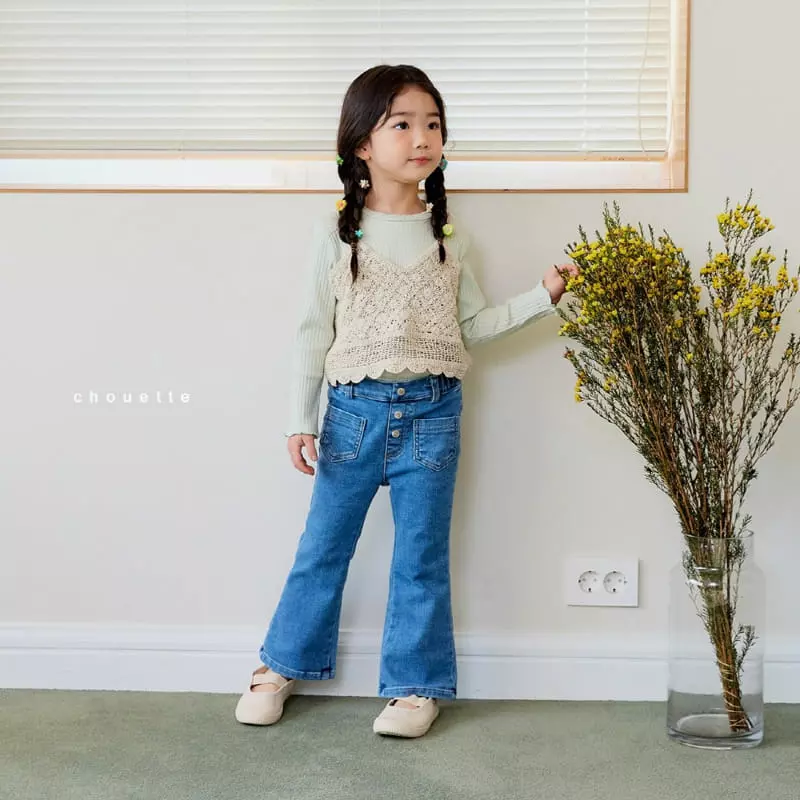 Chouette - Korean Children Fashion - #kidzfashiontrend - Button Bootscut Jeans - 2