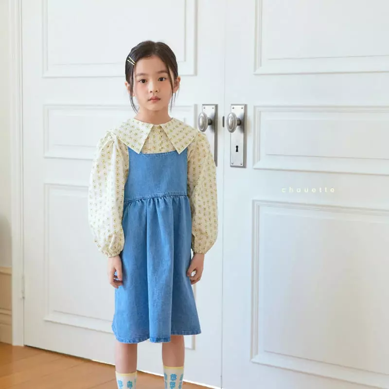 Chouette - Korean Children Fashion - #kidzfashiontrend - Square Denim One-piece