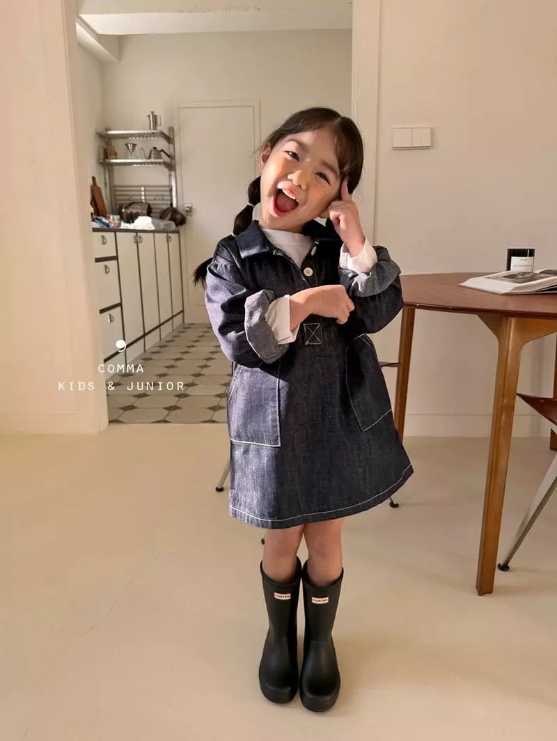 Comma - Korean Children Fashion - #designkidswear - Denim One-piece