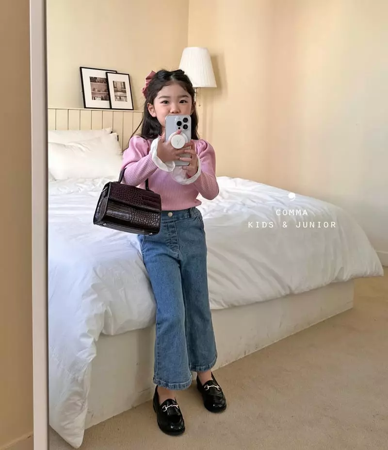 Comma - Korean Children Fashion - #kidzfashiontrend - Denim Bootscut Pants