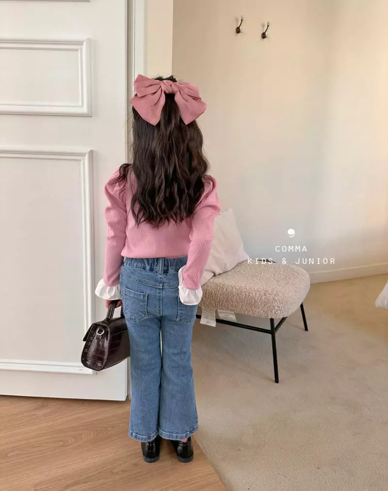 Comma - Korean Children Fashion - #littlefashionista - Rib Sleeve Tee - 3