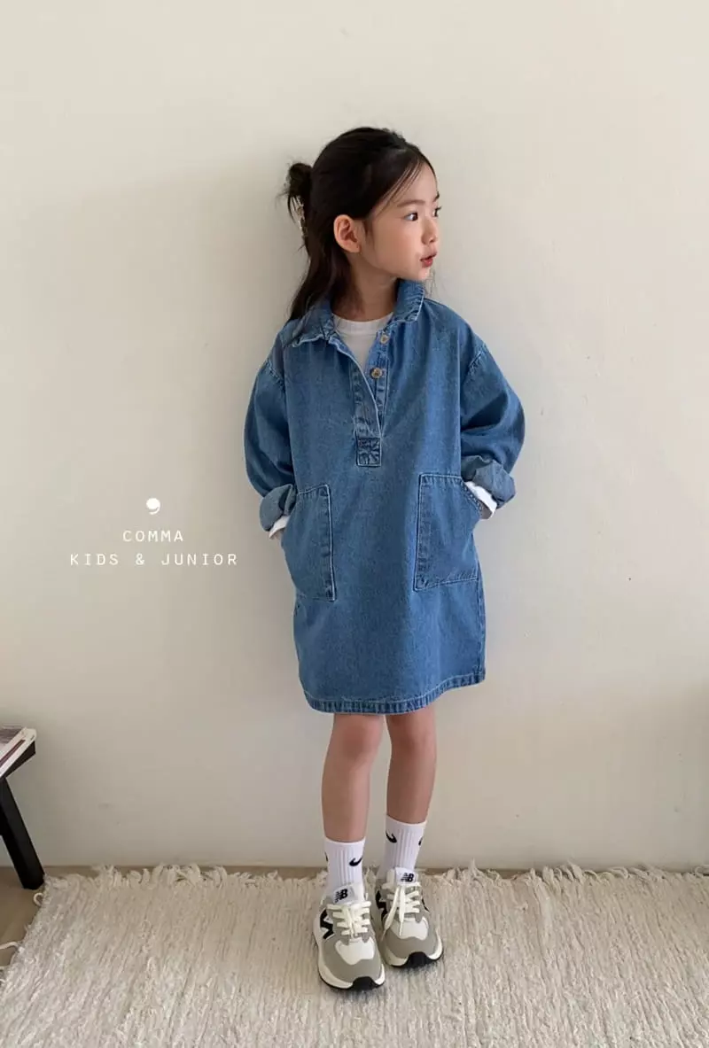 Comma - Korean Children Fashion - #minifashionista - Denim One-piece Blue - 11