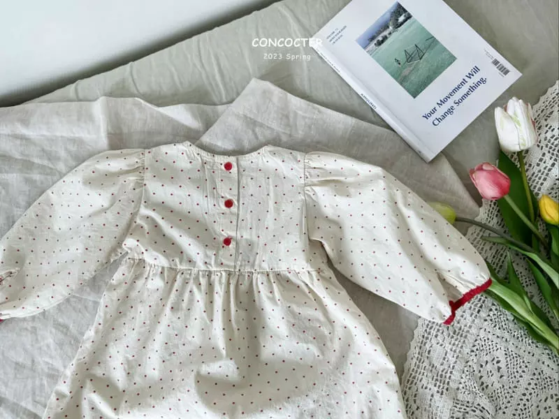 Concocter - Korean Children Fashion - #Kfashion4kids - Lovely Barnie Dot One-piece