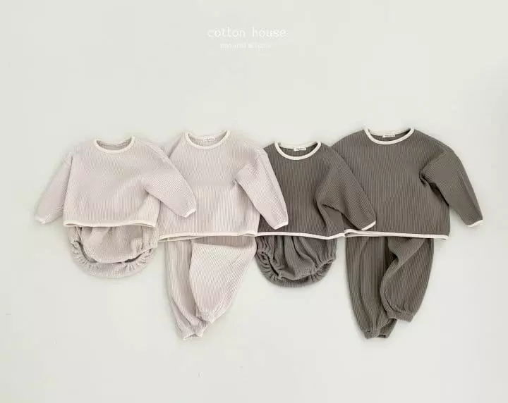 Cotton House - Korean Baby Fashion - #babyootd - Waffle Piping Tee - 5