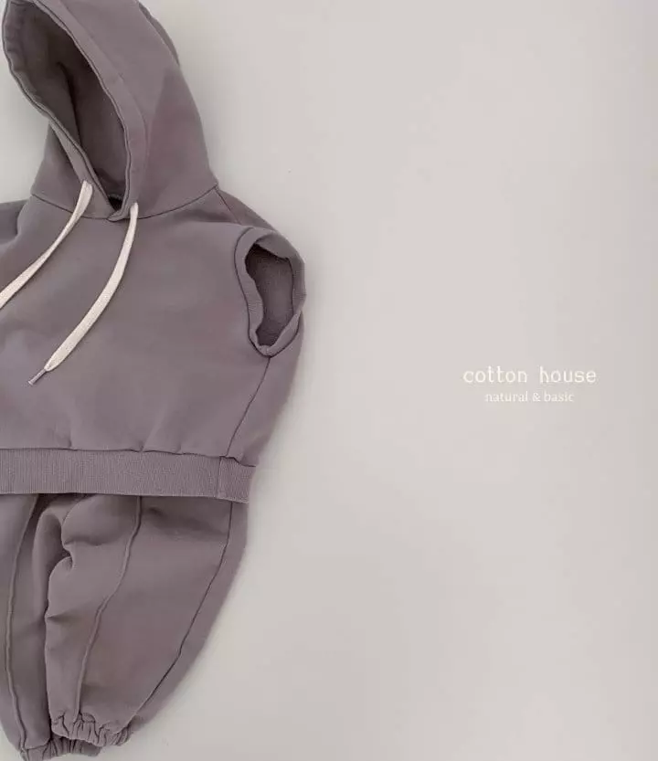 Cotton House - Korean Children Fashion - #childofig - Sleeveless Hoody Top Bottom Set - 6