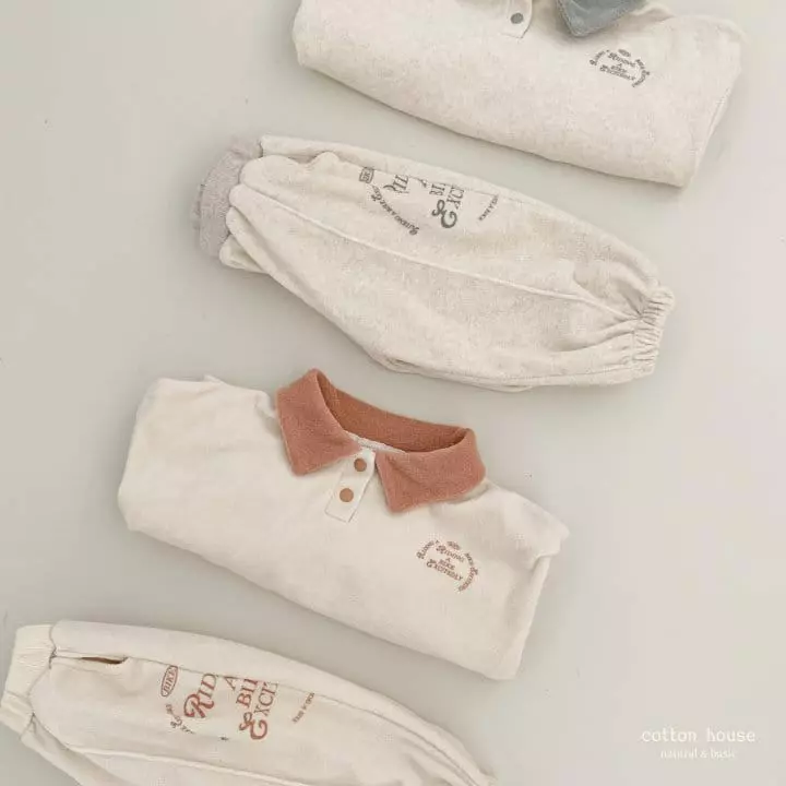 Cotton House - Korean Children Fashion - #prettylittlegirls - Terry Collar Top Bottom Set - 4