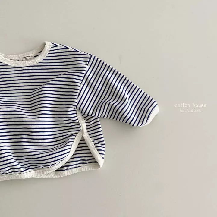 Cotton House - Korean Children Fashion - #childofig - Stripes Slit Tee - 4